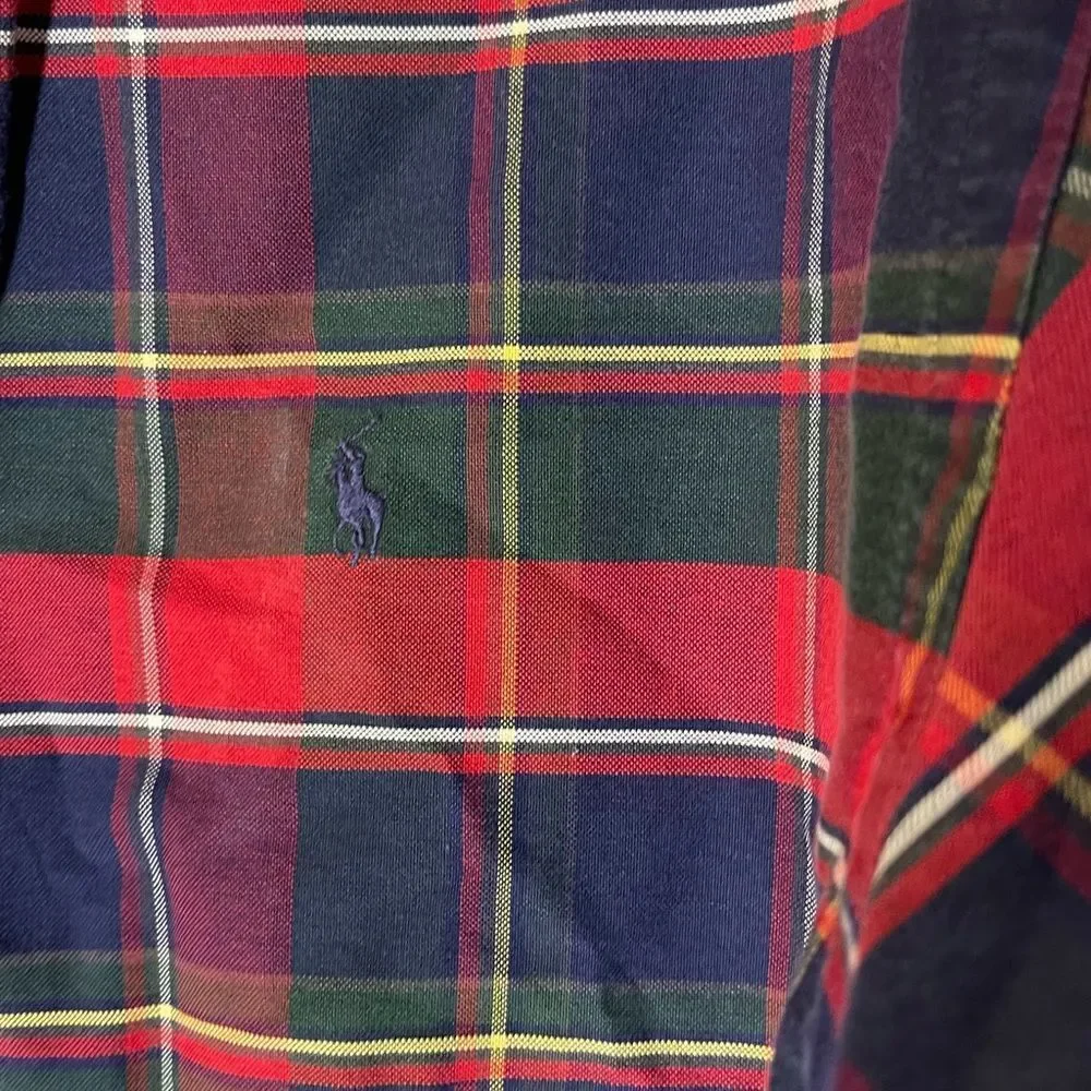 Ralph Lauren red plaid long sleeve button‎ down shirt, size 12